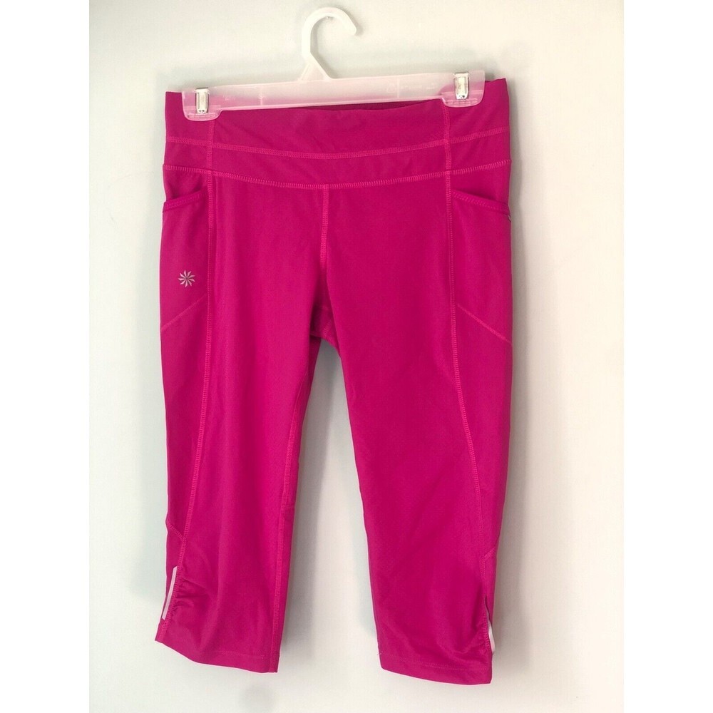 Athleta Womens Dobby Be Free Knicker Capri Leggings Small Pink Stretch